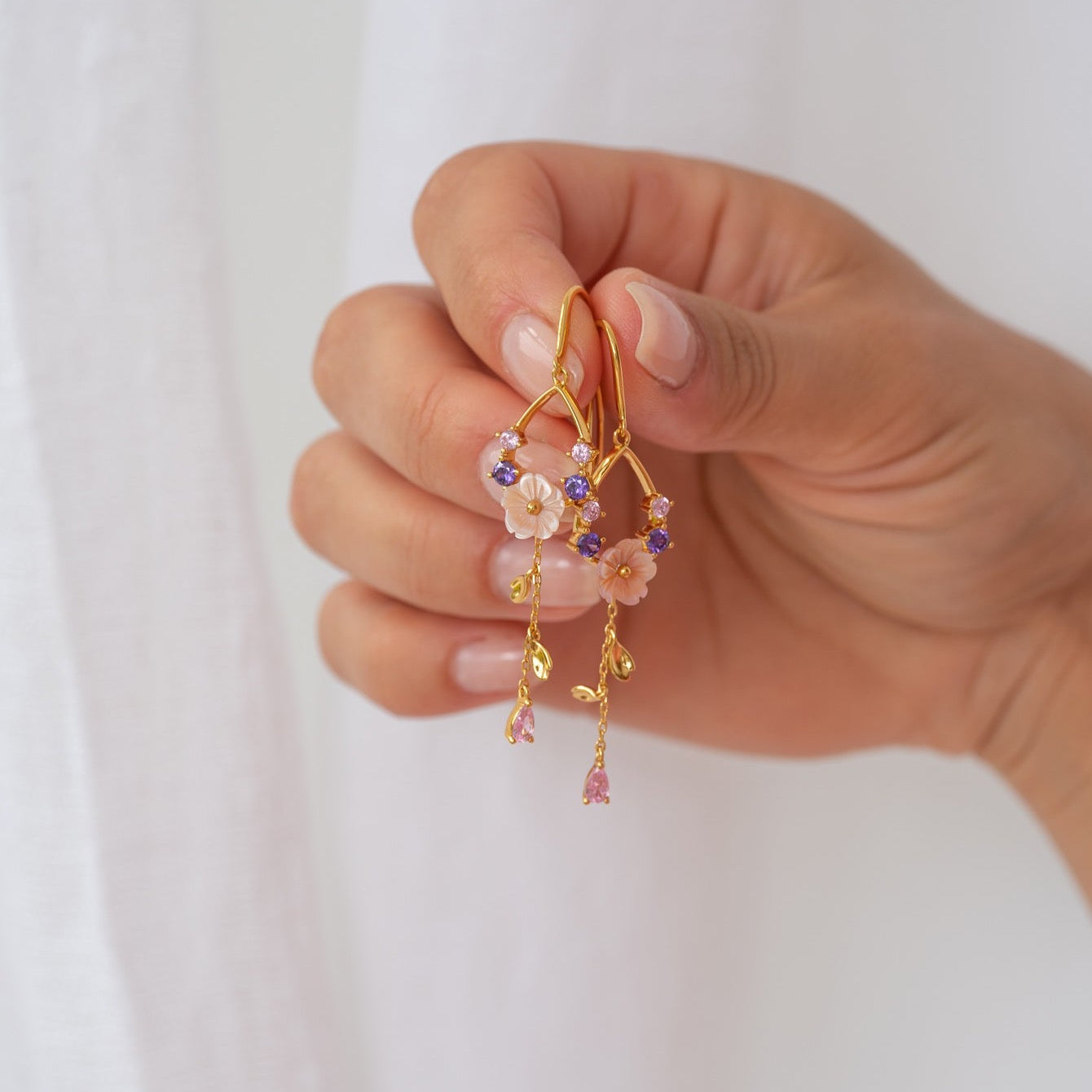 BLOOM Long Flower Drop Earrings