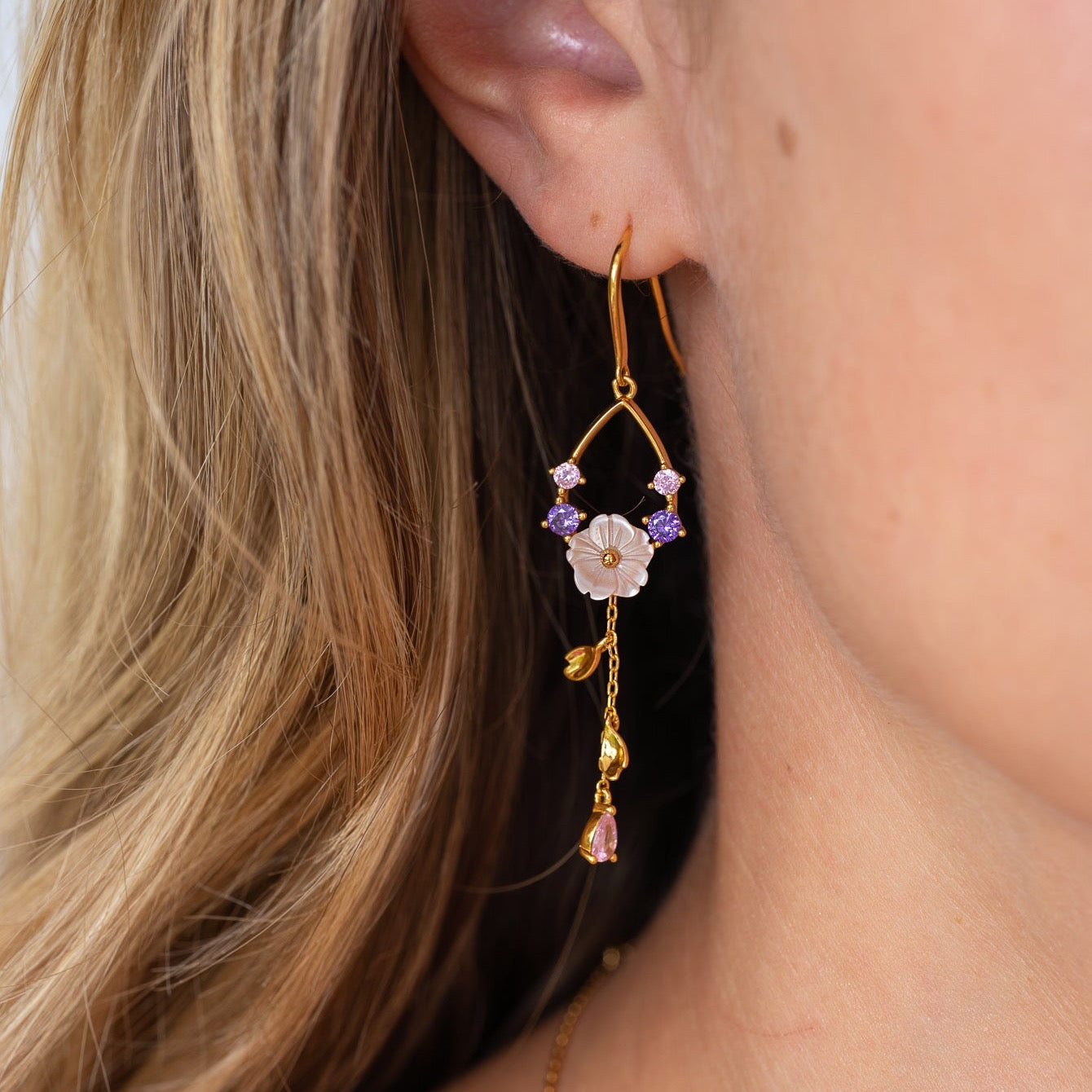 BLOOM Long Flower Drop Earrings
