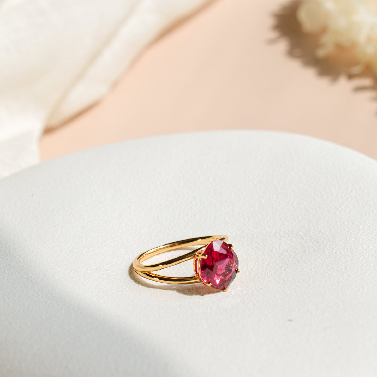 Faceted Ruby Ring Gold Vermeil