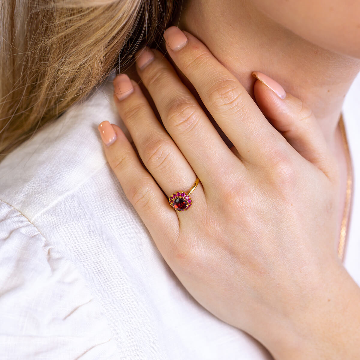 DEVOTION Garnet and Ruby Halo Ring
