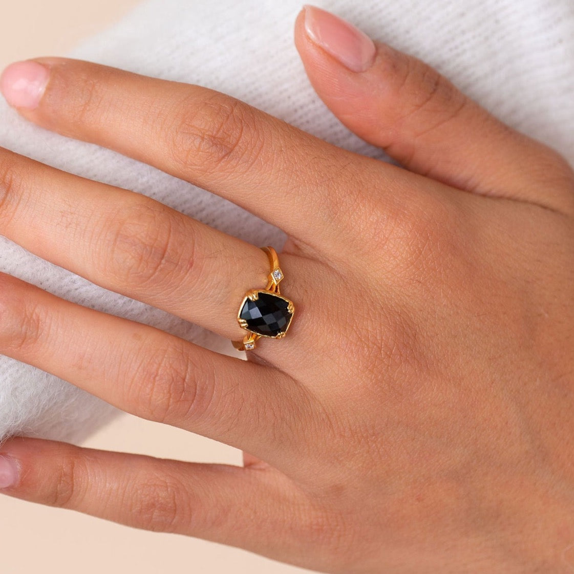 CLEOPATRA Black Onyx Deco Ring