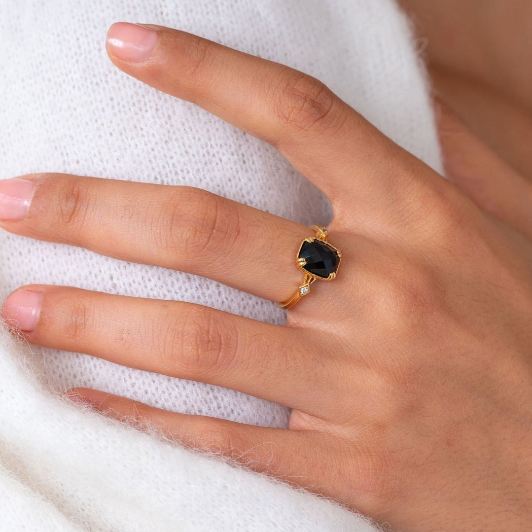 CLEOPATRA Black Onyx Deco Ring